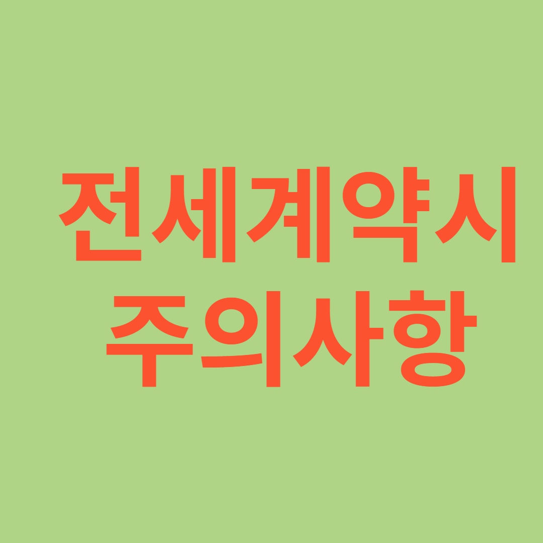 전세계약 주의사항