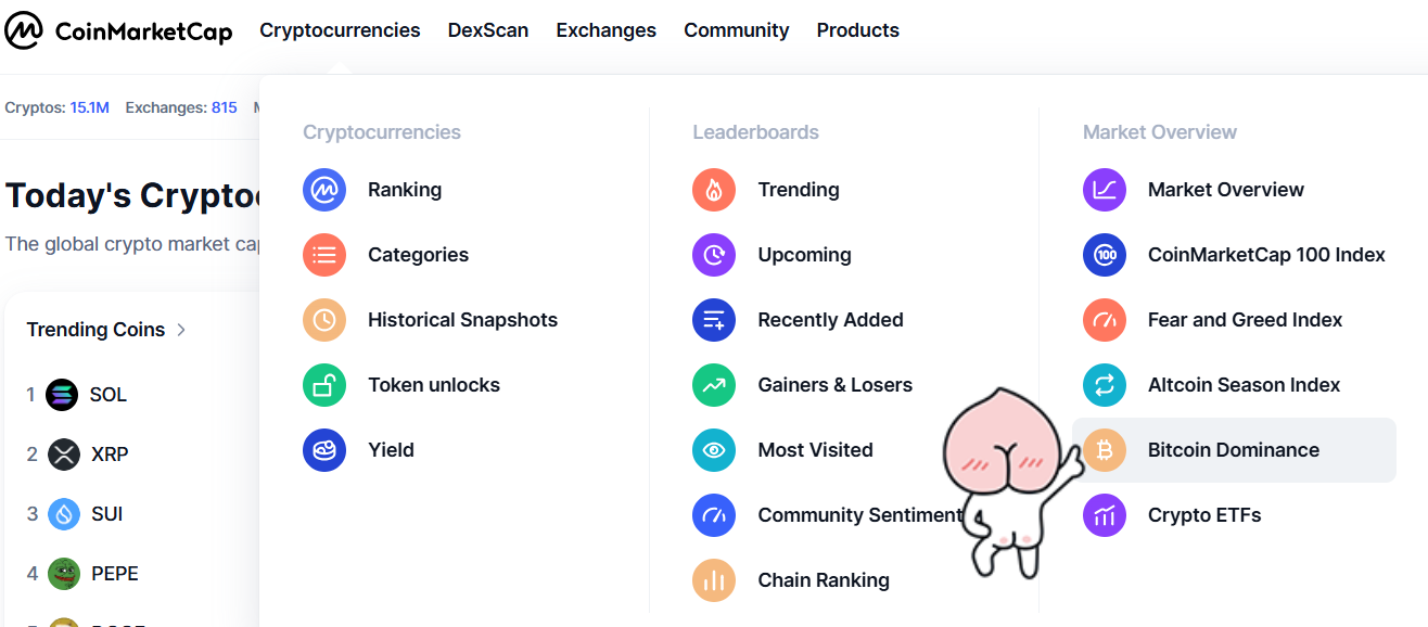 코인마켓캡 도미넌스 접속 방법