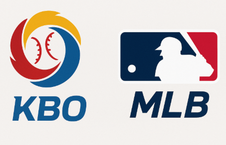 한국 야구리그 KBO와 미국 프로야구 MLB 로고 사진