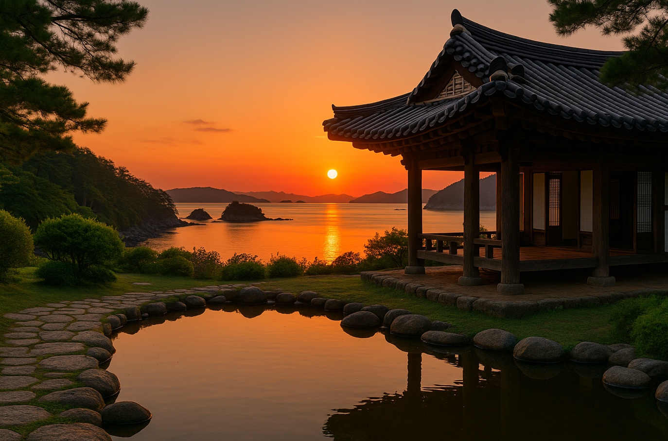 진도 운림산방 노을 사진