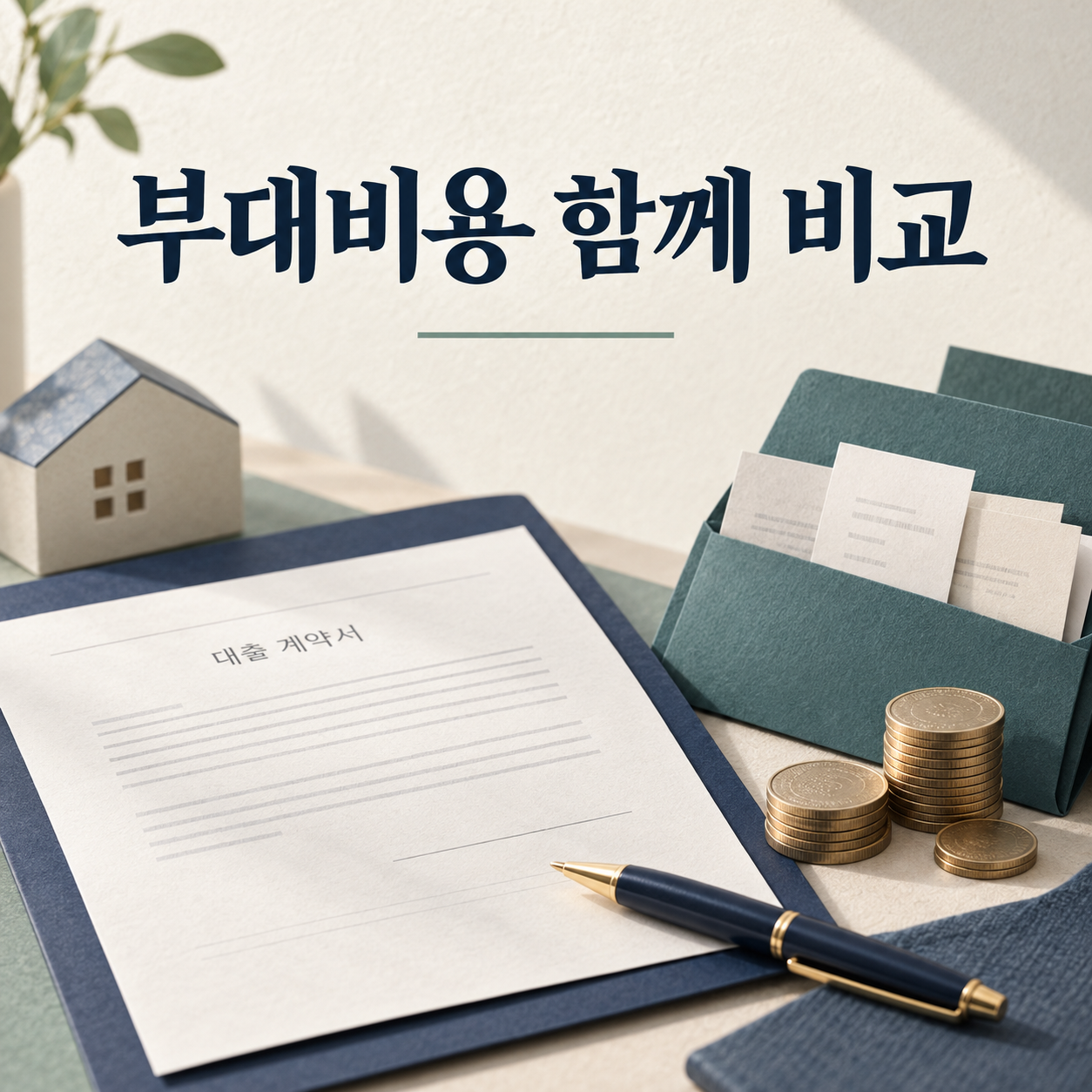 대출 부대비용을 비교하는 계산기와 서류