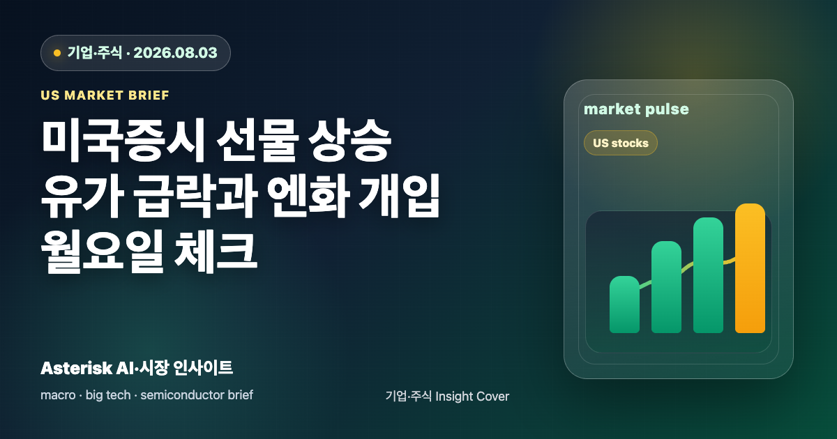 미국증시 선물 상승과 유가 급락 엔화 개입을 설명하는 타이틀 배너