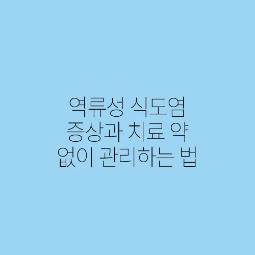 역류성 식도염 증상과 치료 약 없이 관리하는 법