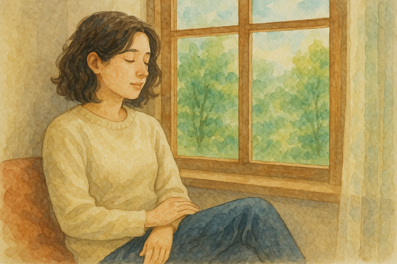 창가 옆의 평온한 순간