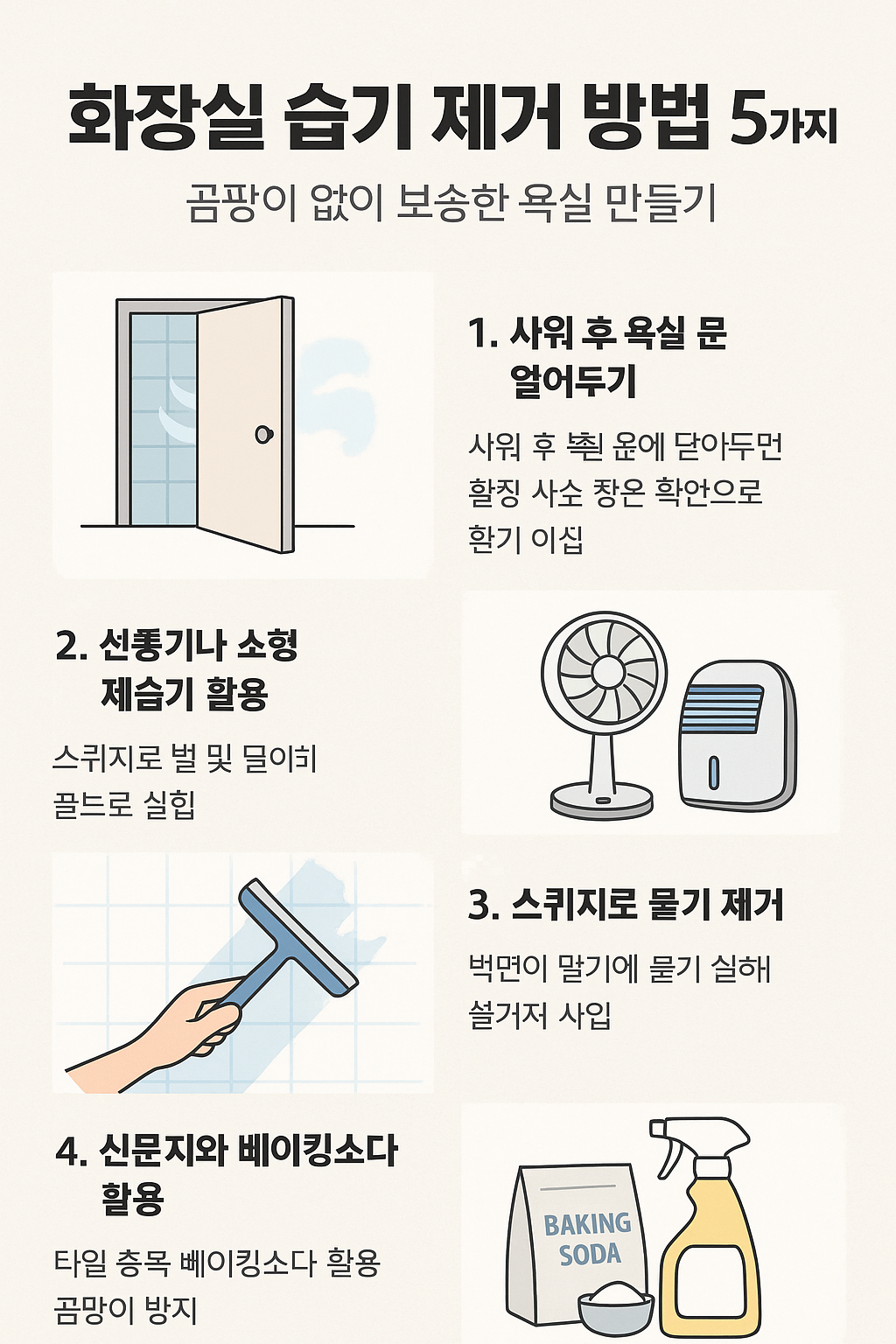 화장실 습기 제거 방법 5가지