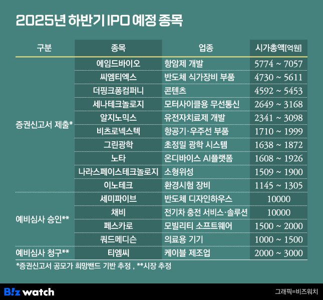 2025년 하반기 IPO 예정 종목