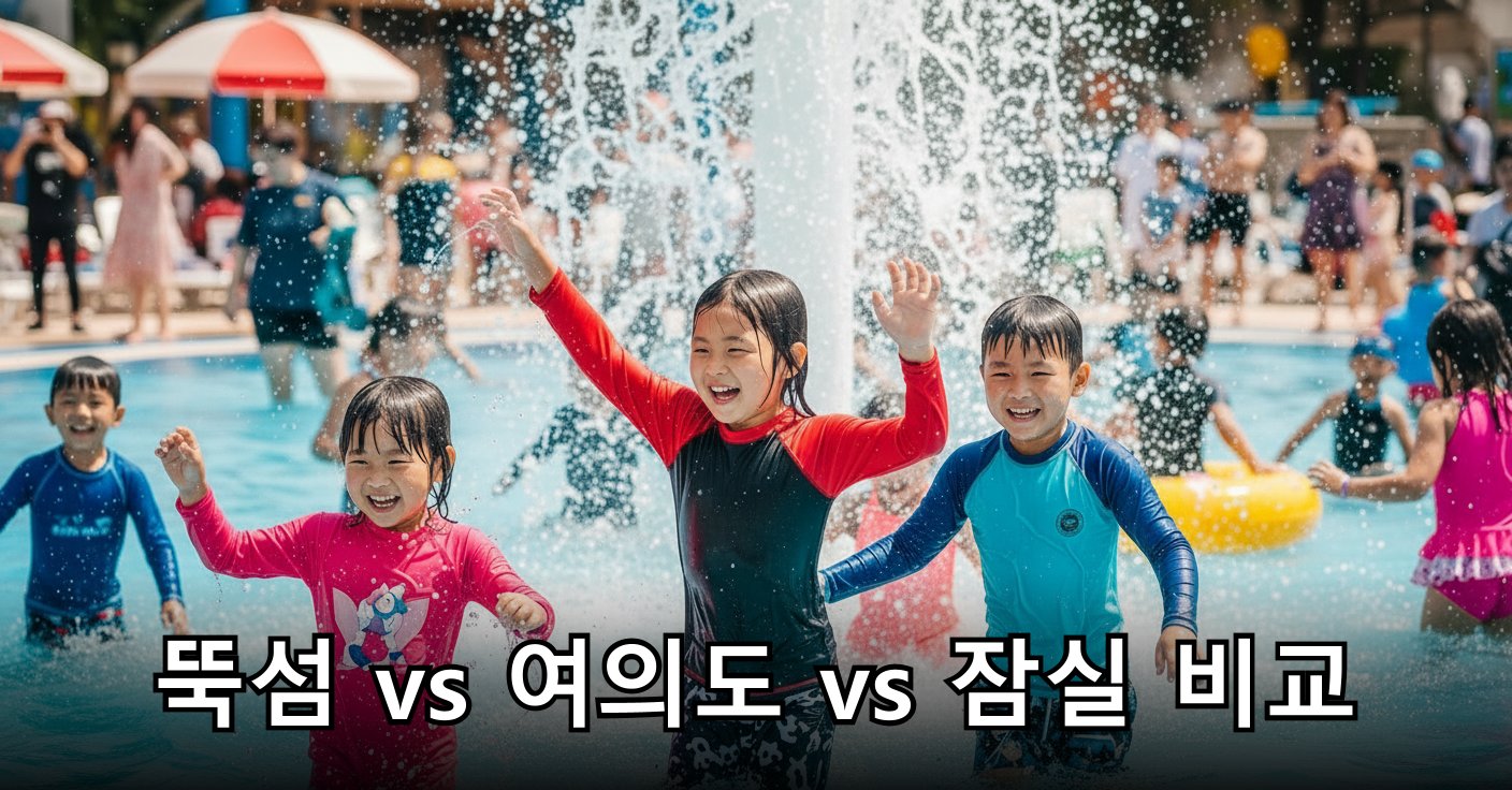 물놀이장에서 즐겁게 뛰어노는 아이들의 모습