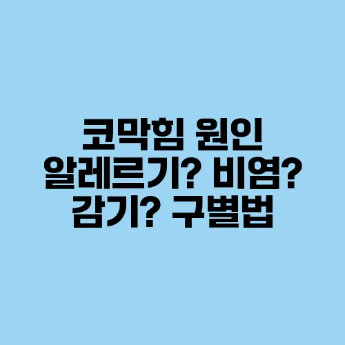코막힘 원인 알레르기? 비염? 감기? 구별법