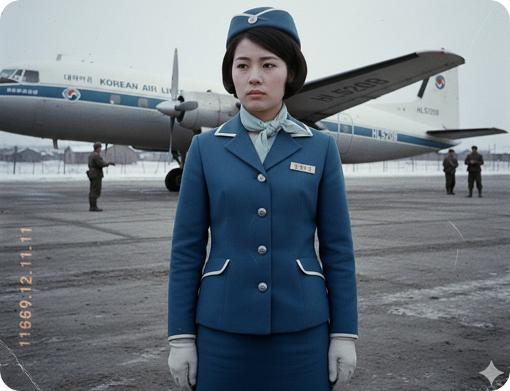 비번인날 일하다가 강제로 북한에 납치된 대한항공 여승무원의 근황-AI생성 이미지