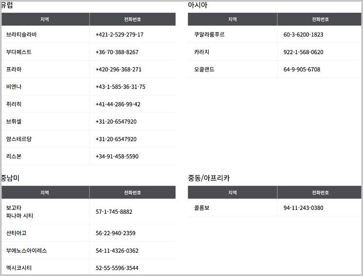 아시아나항공-해외총판-전화번호