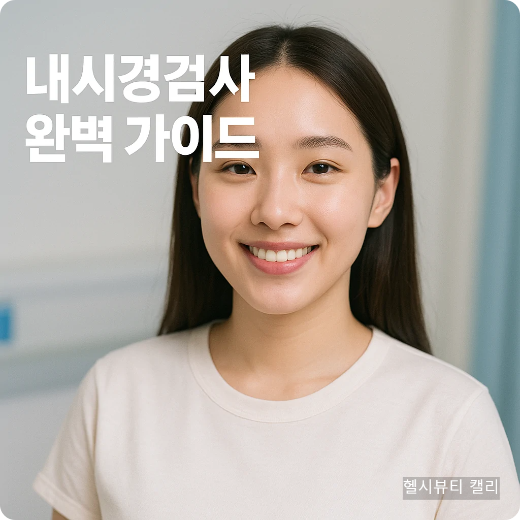 내시경검사 완벽 가이드 썸네일 – 20대 여성의 건강검진 준비 모습, 텍스트 포함