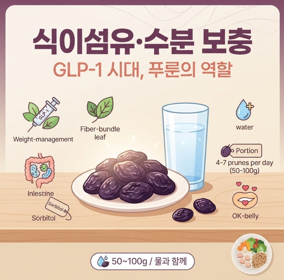 GLP-1 시대, 줄어든 식사량 속 '식이섬유&middot;수분 보충' 관심&hellip; 푸룬 주목