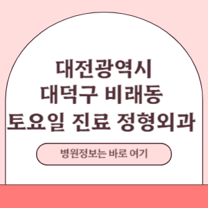 대덕구 비래동 토요일 진료 정형외과 병원