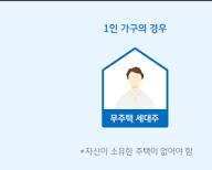 집 모양 프레임에 사람 한 명이 그 안에 그려진 모습이다. 1인 가구이면서 자신이 소유한 주택이 없는 경우에도 자신이 무주택 세대주가 될 수 있음을 나타낸다.