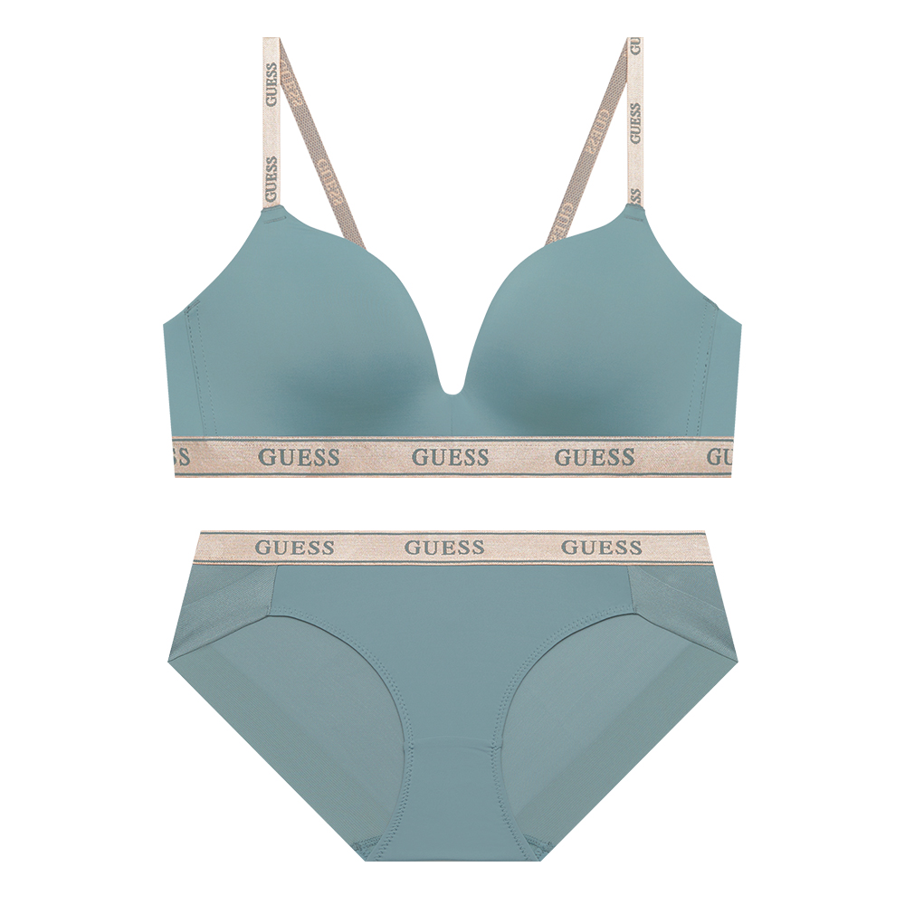 로즈골드 밴딩 와이어프리 라이트카키 브라 팬티 세트