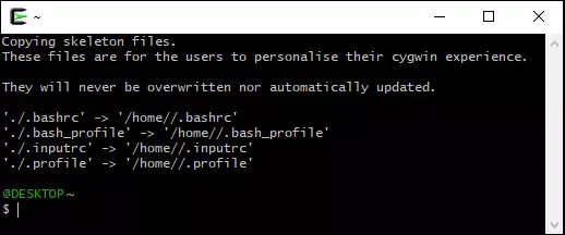 Copying skeletion files.
..중략..
$ 표시와 커서