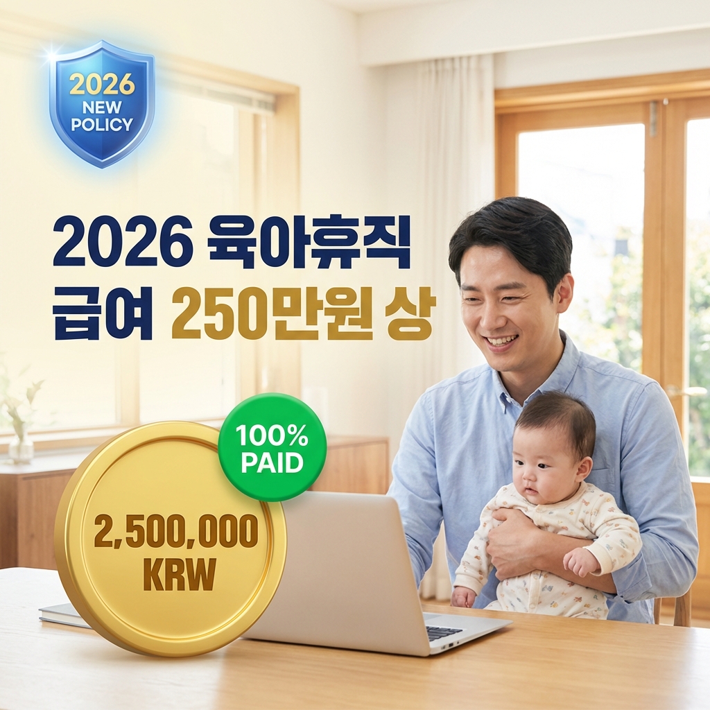 026년 인상된 육아휴직 급여 체계 안내 인포그래픽