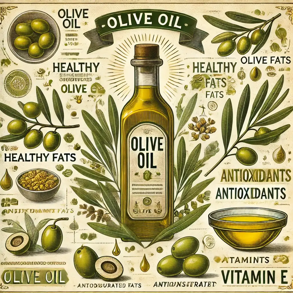 올리브 오일의 다양한 효과를 설명한 이미지