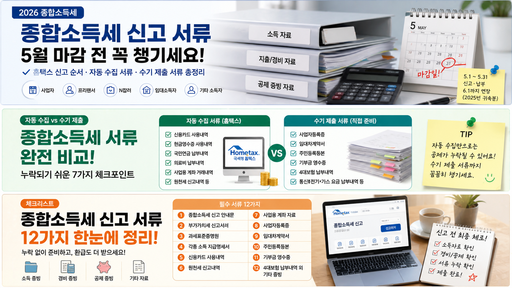 종합소득세 신고 서류 2026｜5월 마감 전 꼭 챙길 준비물 총정리