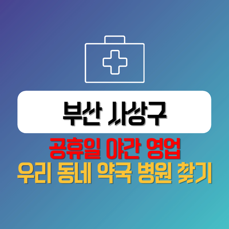 부산 사상구 공휴일 야간 영업 우리 동네 약국 병원 찾기