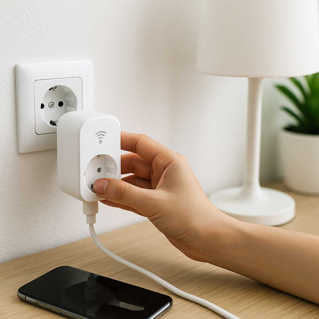 스마트플러그를 콘센트에 연결해 전기요금을 절약하는 스마트홈 설정 모습