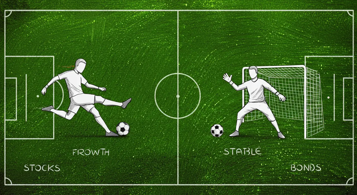 자산을 공격적으로 불리는 주식과 안정적으로 지키는 채권의 역할을 축구 포지션에 비유