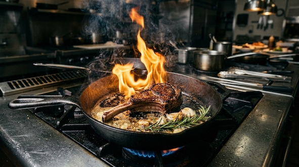 searing lamb chop