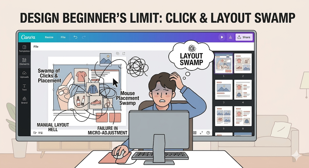 Screen of complexly intertwined design tool layers and editing elements