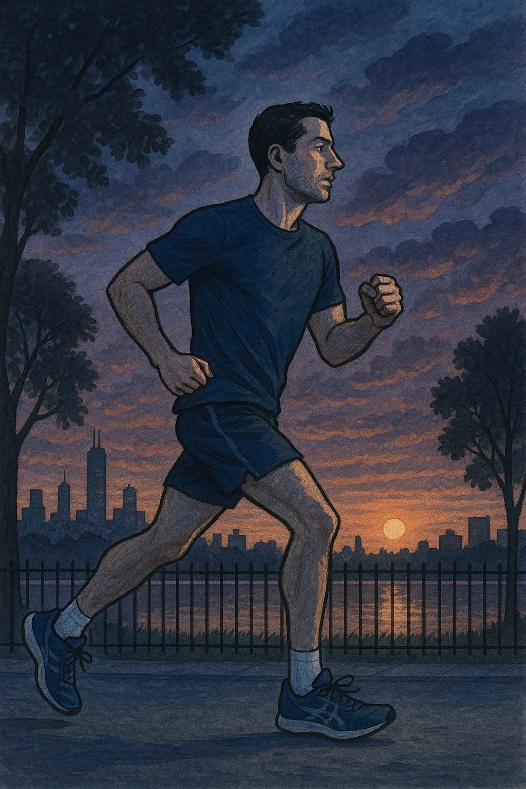 새벽에 조깅을 하는 남성