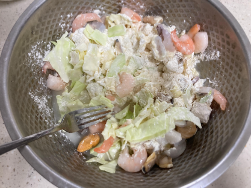 간단하지만 맛있는 해물오코노미야끼 레시피