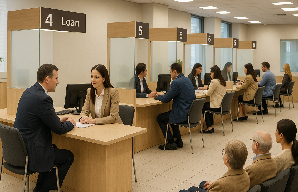 창구마다 바쁜 은행 모습