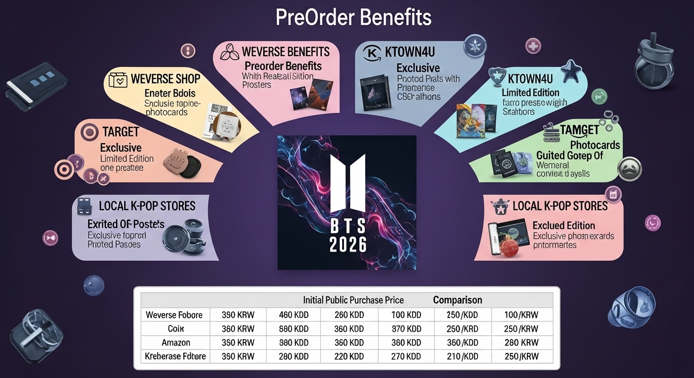 2026년 방탄소년단 컴백 앨범 예약 판매처별 특전 구성 및 초동 공동구매 가격 비교