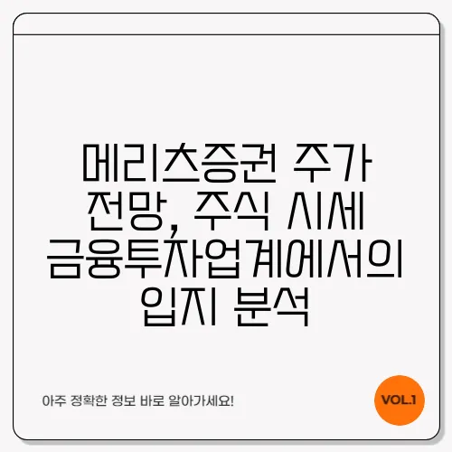 메리츠증권 주가 전망, 주식 시세 금융투자업계에서의 입지 분석