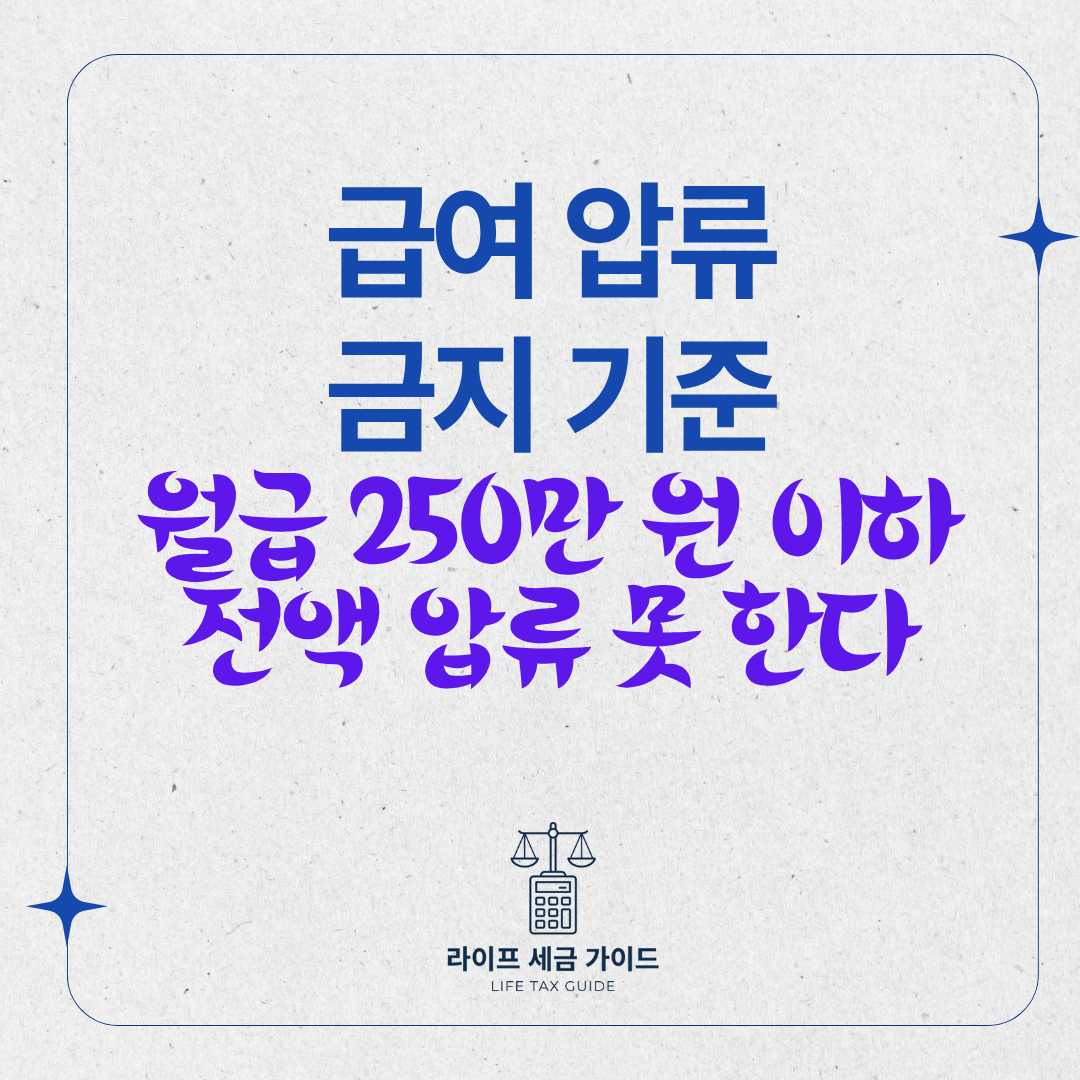급여 압류 금지 기준 – 월급 250만 원 이하이면 전액 압류 못 한다