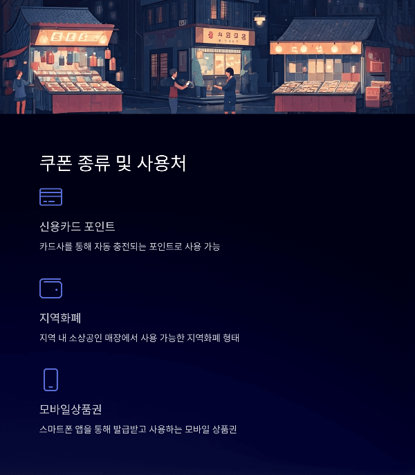 쿠폰 종류 및 사용처