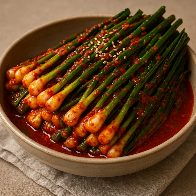 그릇에 담겨 있는 맛있는 파김치