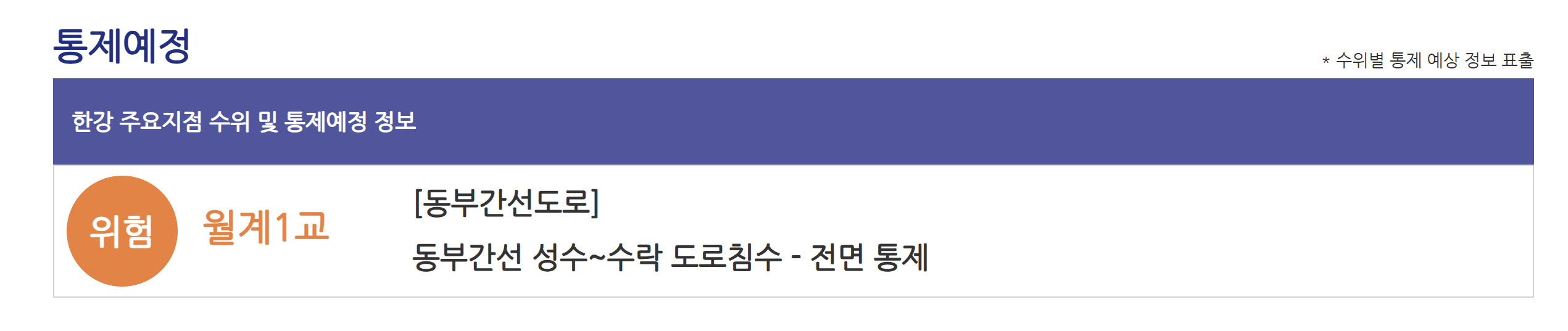동부간선도로 전면 통제
