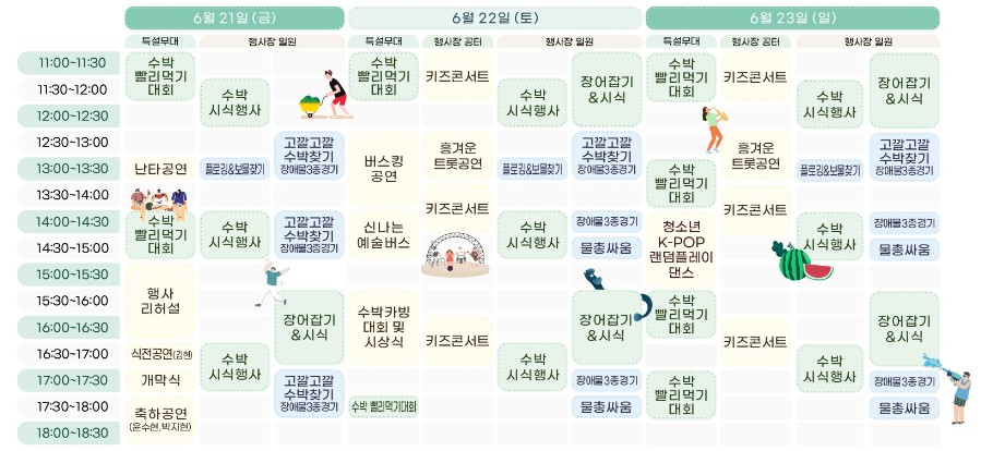 고창 복분자와수박축제 행사 일정표