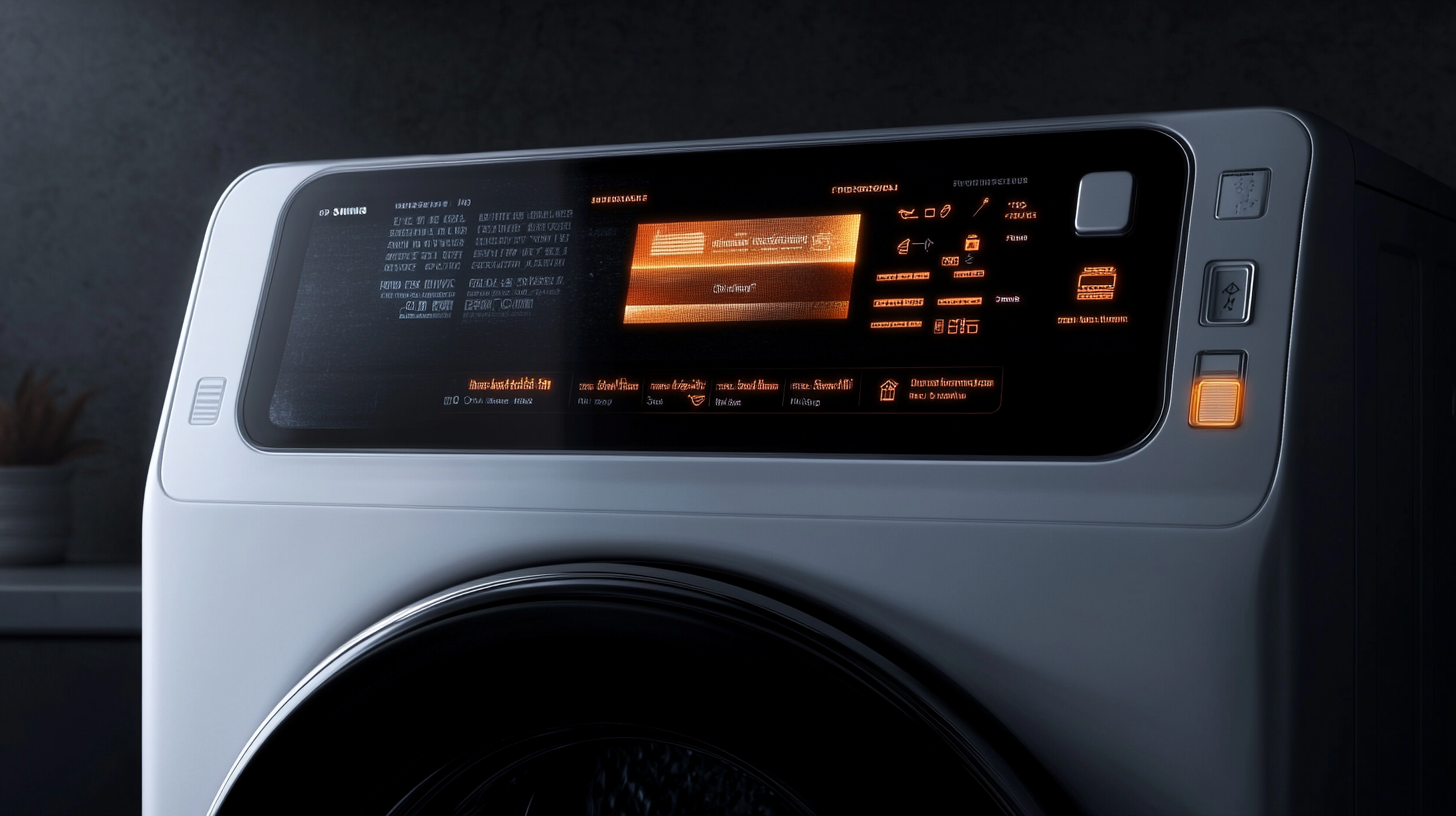 삼성 세탁기의 AI 기술 인터페이스가 옷감 종류와 더러움 정도에 기반한 최적의 세탁 코스를 제안하는 모습입니다.