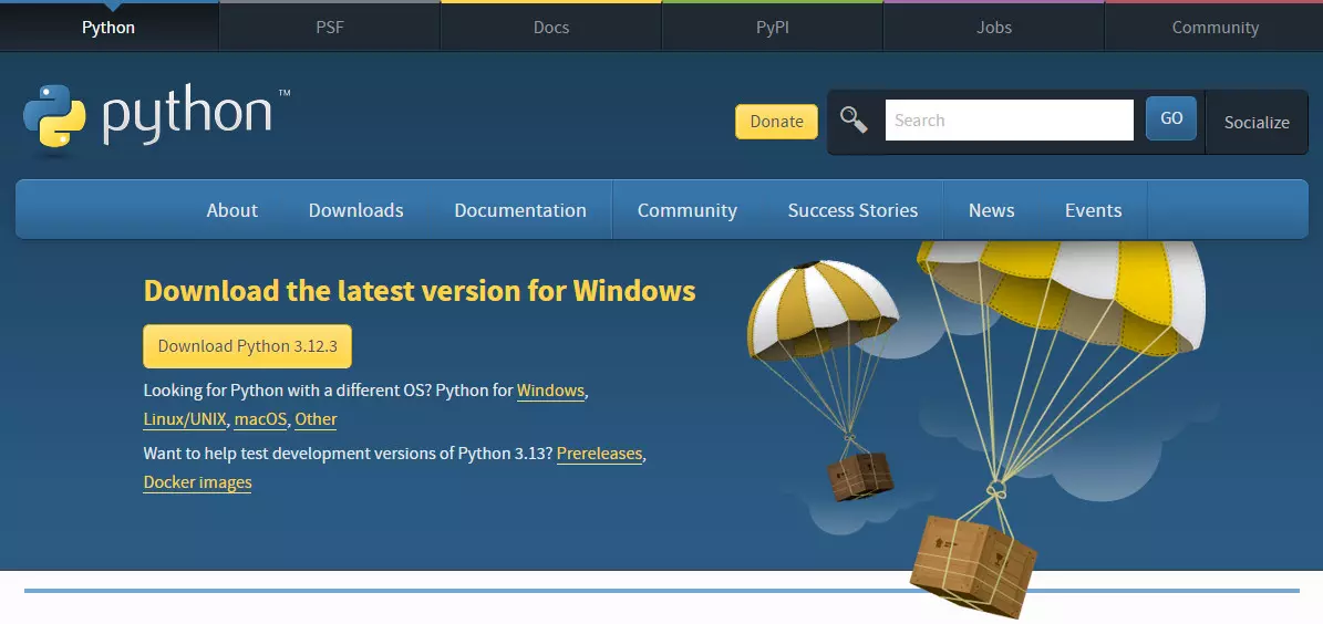 파이썬 공식 홈페이지