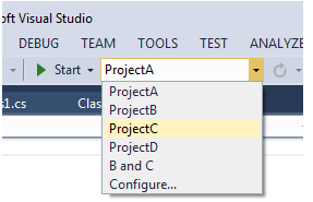 Visual Studio 2022 시작프로젝트 스위처 적용사진2번째