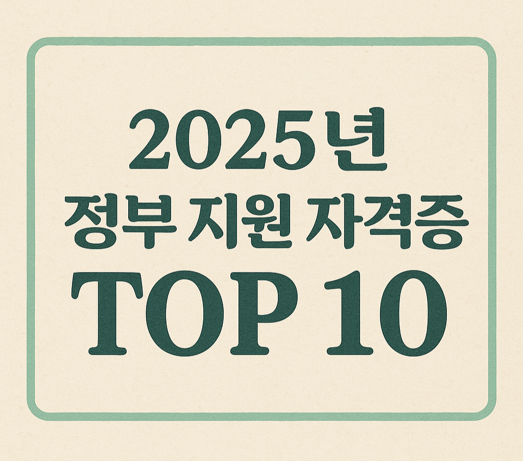 2025 Government Supported Certificates TOP 10 — 2025년 정부 지원 자격증 TOP 10 썸네일 이미지