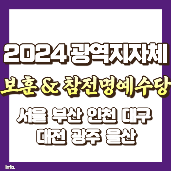 광역지자체 참전수당 및 보훈수당 정보 - 썸네일