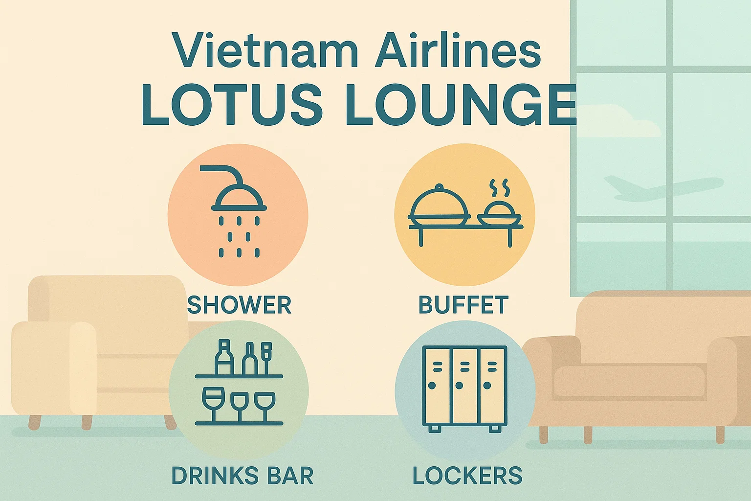 베트남항공 라운지(LOTUS LOUNGE) 주요 서비스 요소 인포그래픽