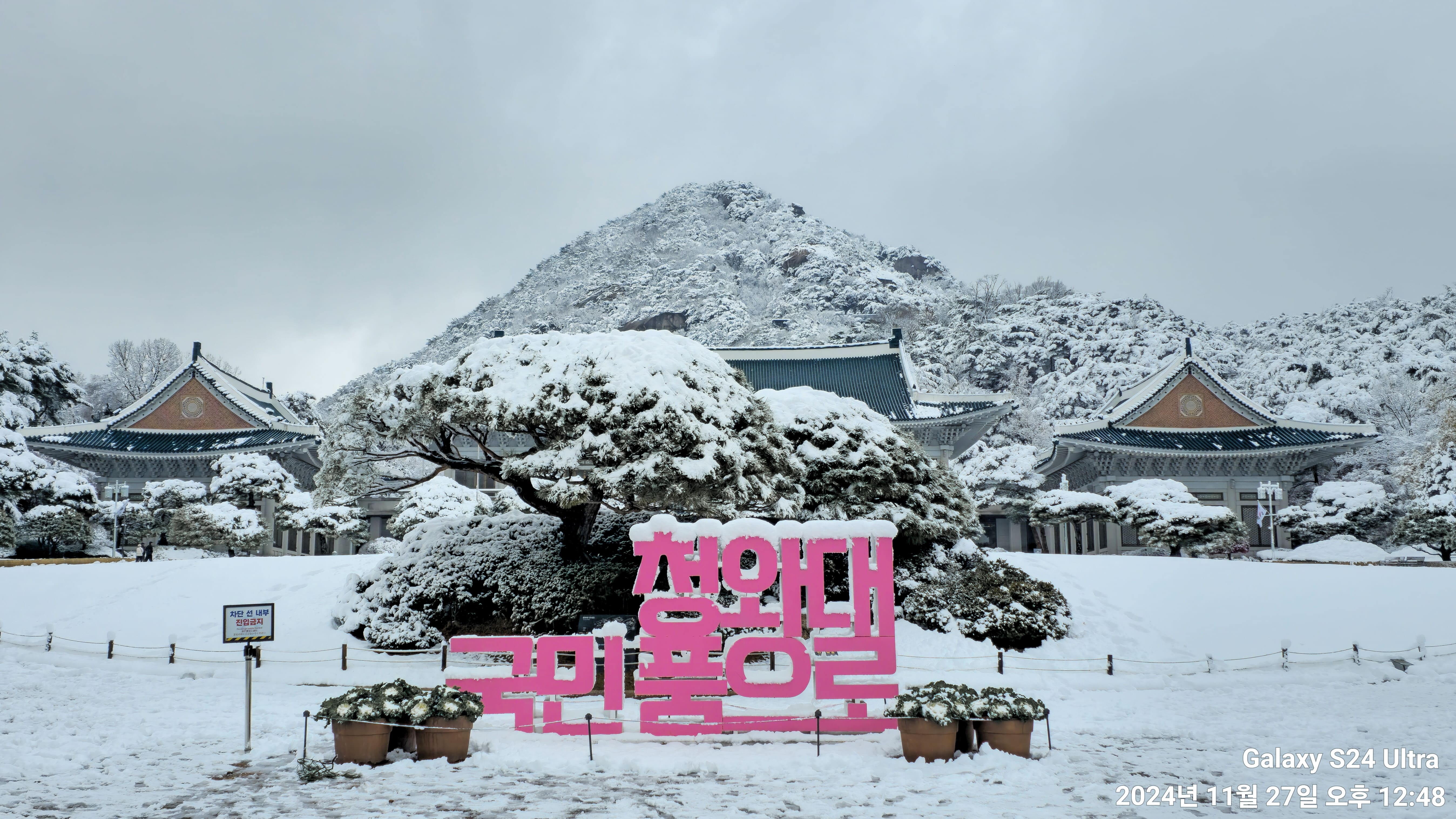 눈덮인 청와대 대정원