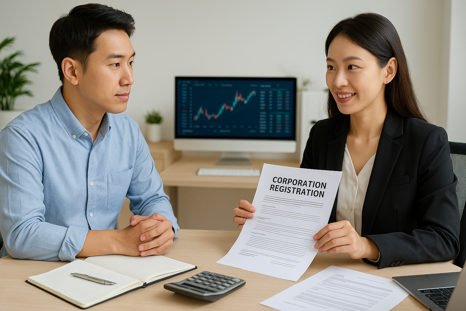 세무사와 상담 중인 사업자