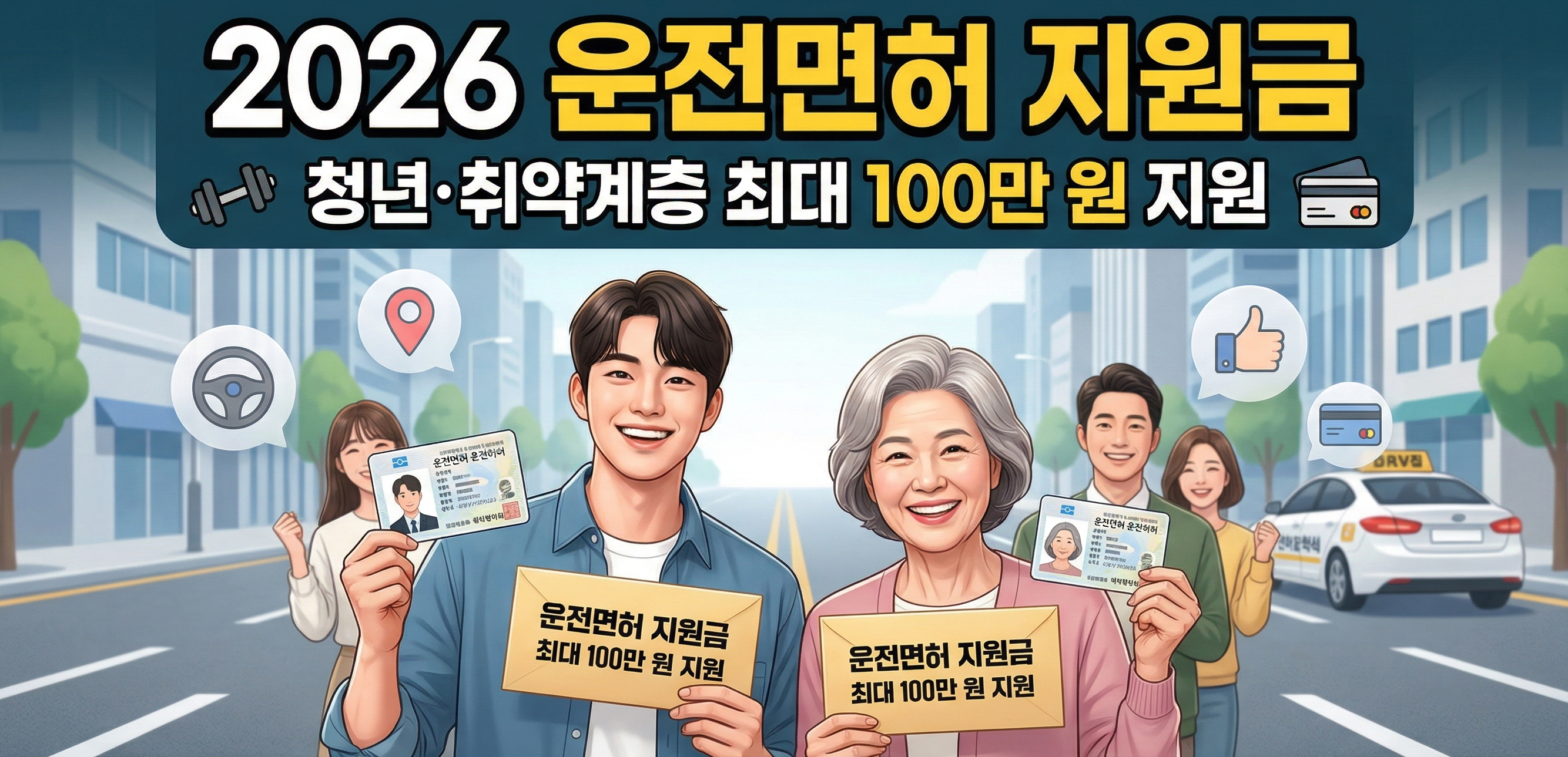 2026 운전면허 취득 지원금 신청방법 및 대상자 총정리 (청년·취약계층 최대 100만 원 지원) 썸네일 이미지