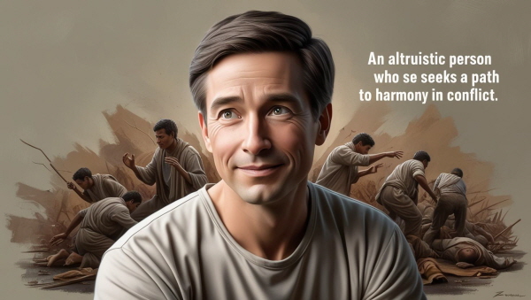 갈등 속에서 조화의 길을 찾는 이타적인 존재에 관한 사진