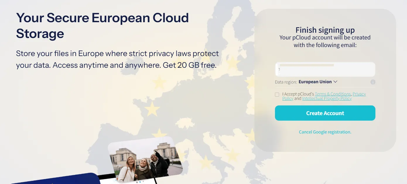 무료 20GB 클라우드 pCloud 가입