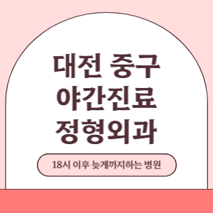 대전 중구 야간진료 늦게까지 하는 정형외과 병원 (18시 이후 늦게까지하는 병원)